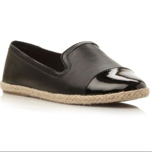 Steve Madden Black Leather Toe Espadrille Flats